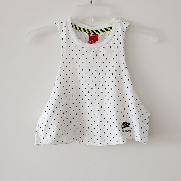 Nike Tops - Nike Top Polka Dot Crop Top Muscle Tank Whote Small